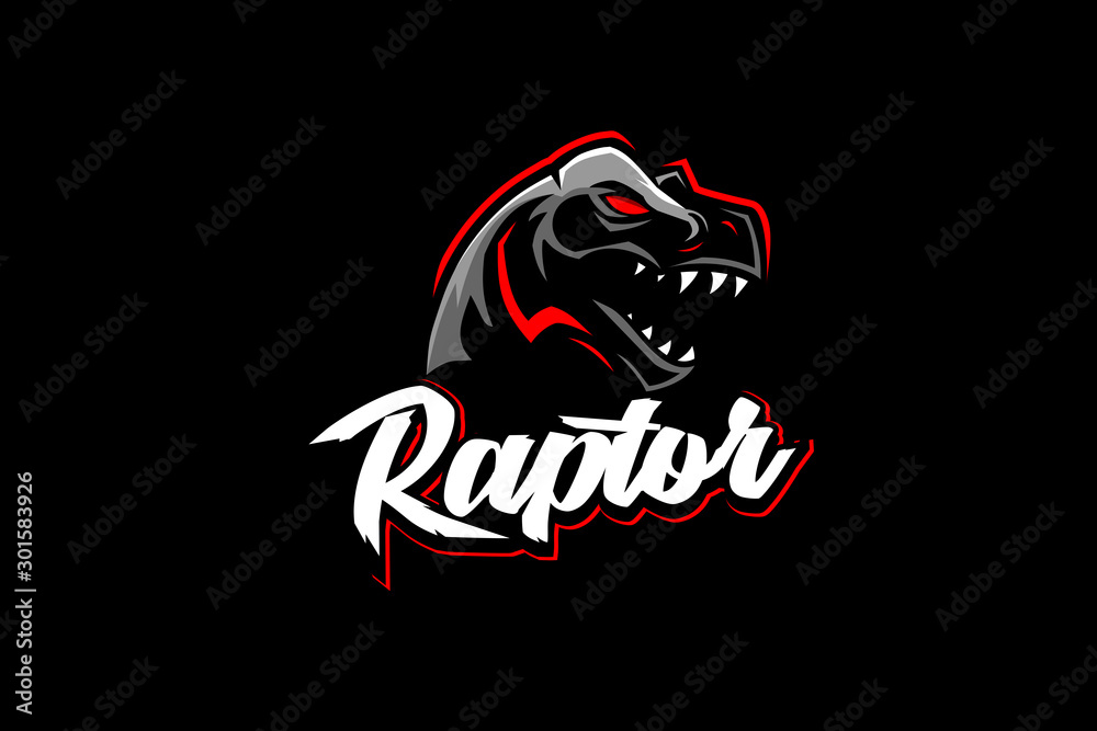 Raptor Tyrannosaurus or T-rex vector logo template - obrazy, fototapety, plakaty 
