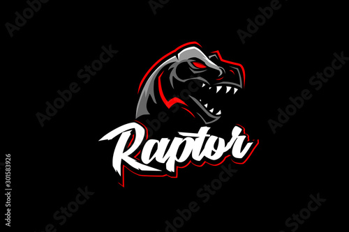 Fotografía Raptor Tyrannosaurus or T-rex vector logo template