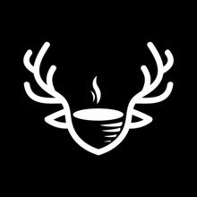Modern Deer Head Illustration Logo With Coffee Cup