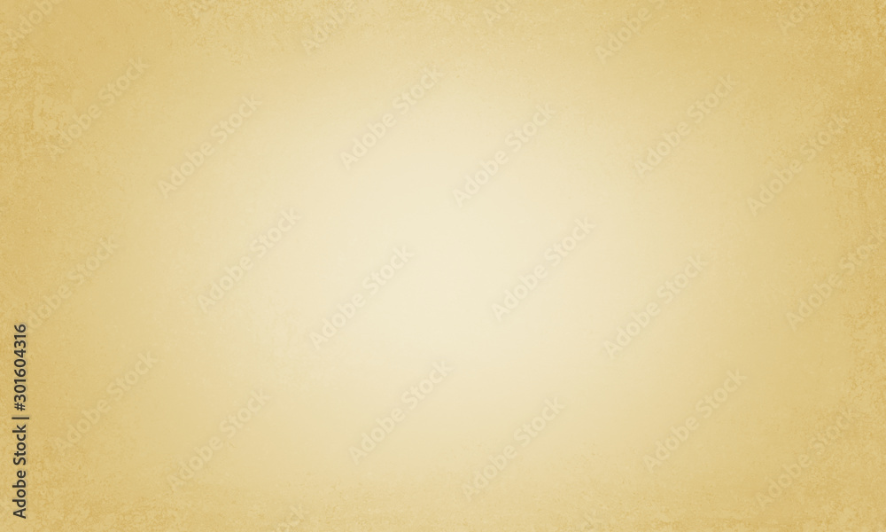 Gold background texture with pastel border with soft white center in abstract yellow gold paper illustration, old plain vintage yellowed paper - obrazy, fototapety, plakaty 