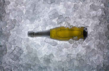 Christmas Champagne Bottle with cold ice cubes