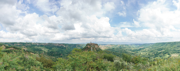 panoramic view of Civita di Bagnoregio in Italy