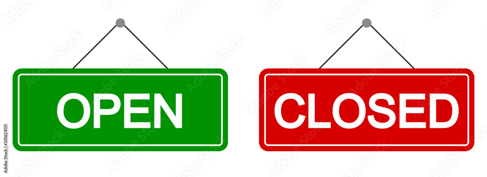 Open and closed sign set. Vector - obrazy, fototapety, plakaty 