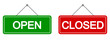 Open and closed sign set. Vector