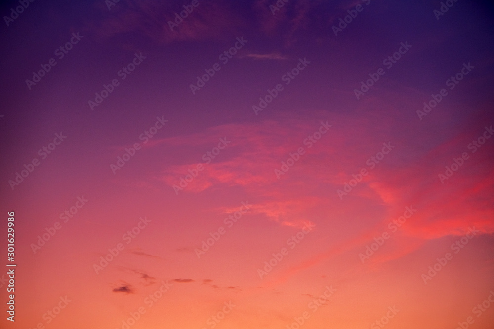 Sunset sky with orange clouds - obrazy, fototapety, plakaty 