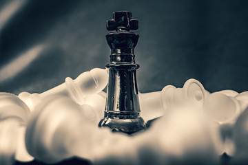 Black king wins survives the white onslaught in chess