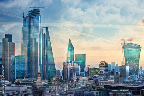 City of London view, business, banking and office area Canvas Print