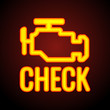 © MarySan - Glowing Check engine light symbol that pops up on car dashboard when something goes wrong with the engine, vector illustration