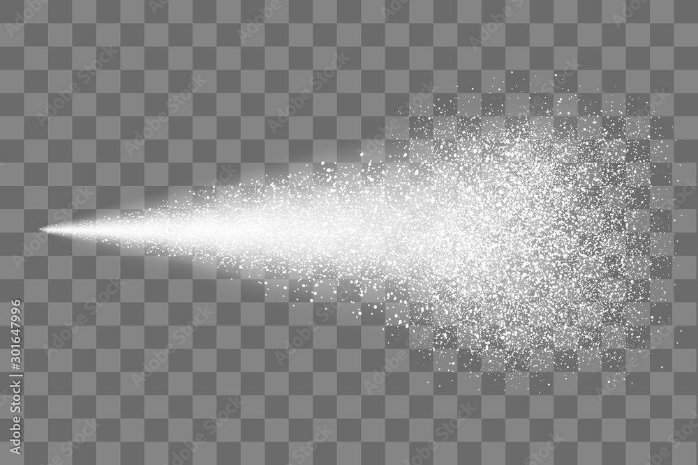 Water spray mist of atomizer or smoke, paint dust particles. Modern spray effect on transparent background – vector - obrazy, fototapety, plakaty 