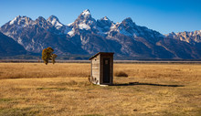 Outdoor outhouse with great view of the Grand Teton mountains