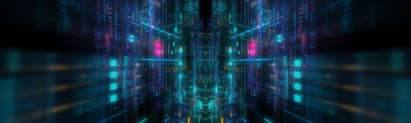 Poster - abstract futuristic technological background, floating circuits, charts, digits elements. nano chip 