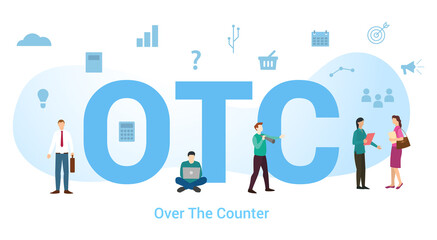 Wall Mural - otc over the counter concept with big word or text and team people with modern flat style - vector