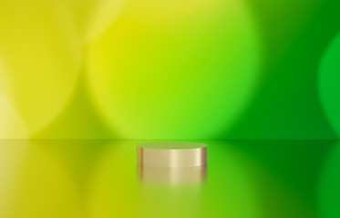 Poster - Empty cylinder box with bokeh background. Luxury cosmetic product display scene. 3d render.