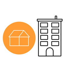 Set of vector icons with tall house and house icon