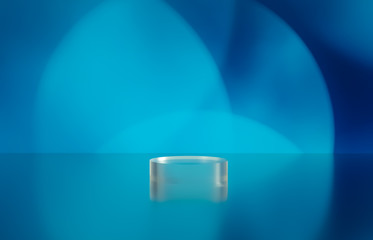 Poster - Empty cylinder box with bokeh background. Luxury cosmetic product display scene. 3d render.