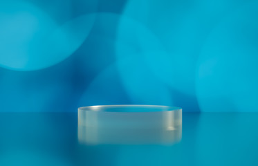 Poster - Empty cylinder box with bokeh background. Luxury cosmetic product display scene. 3d render.