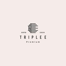 Triple E Monogram Eee Letter Hipster Lettermark Logo Retro Vintage For Branding Or T Shirt Design
