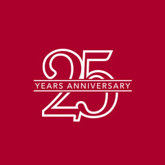 25 years anniversary vector icon, logo. Design element with composition of number and text