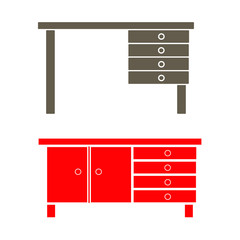 Set of simple icons with two office desks