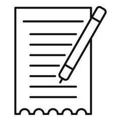 Poster - Pen paper receipt icon. Outline pen paper receipt vector icon for web design isolated on white background