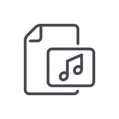Fototapete - Music file line icon. Document with audio directory vector outline sign.