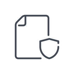 Fototapete - Secure file line icon. Document with shield vector outline sign.