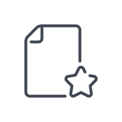 Fototapete - Favorite file line icon. Document with star vector outline sign.