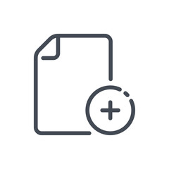 Fototapete - Create new file line icon. Add document vector outline sign.