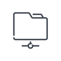 Fototapete - Сonnection to a folder line icon. Folder with network connection vector outline sign.