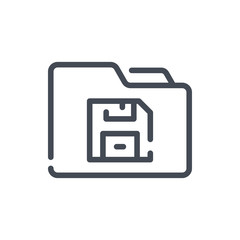 Fototapete - Save folder line icon. Folder with save button vector outline sign.