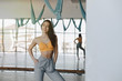 © pressahotkey - young attractive girl posing at the gym, soft figure, fitness and yoga