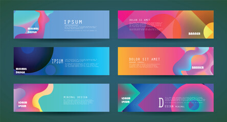 Fototapete - Vector horizontal banner template, abstract design