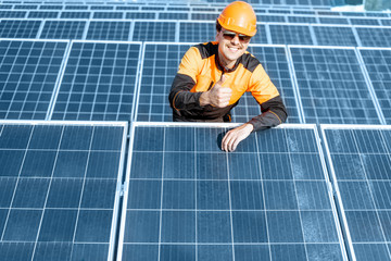 Wall Mural - Engineer on a solar station