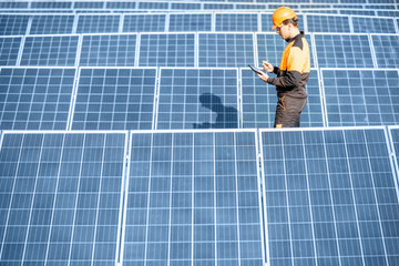 Wall Mural - engineer on a solar power plant