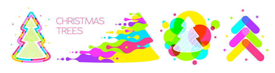 Poster - Set christmas trees in different modern styles. 