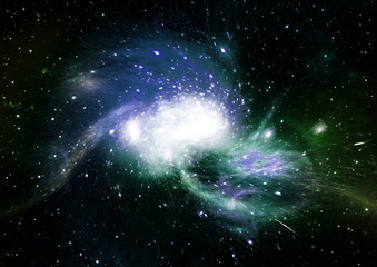  Stars, dust and gas nebula in a far galaxy