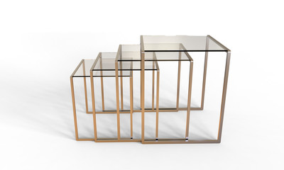 3d illustration of nesting tables on white