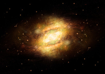 stars, dust and gas nebula in a far galaxy