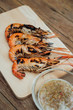 Grilled shrimp (Giant freshwater prawn) at market