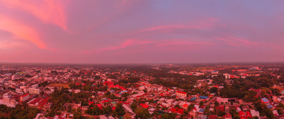 Wall Mural - Sisaket (Thailand) with beautiful sky Sisaket at night
