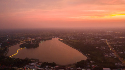 Wall Mural - Sisaket (Thailand) with beautiful sky Sisaket at night