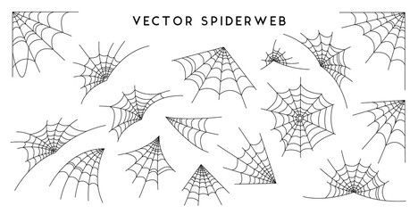 Wall Mural - cobweb set for halloween design, isolated on black background. vector illustration