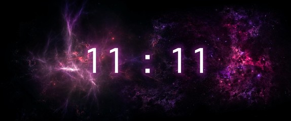 Wall Mural - inscription number 11 : 11 on the galaxy background. numbers are the universal language offered by t