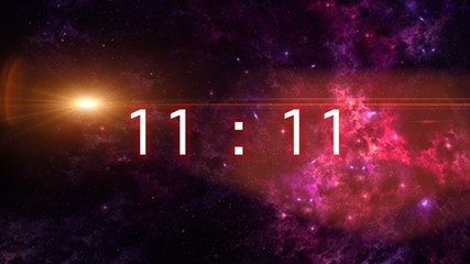 Wall Mural - inscription number 11 : 11 on the galaxy background. numbers are the universal language offered by t