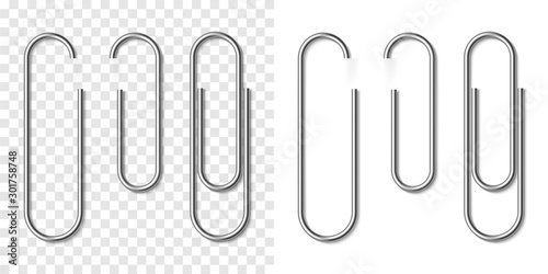 Fotomural Set of silver metallic realistic paper clip
