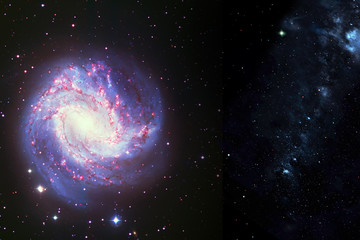 Fototapete - Space background of spiral galaxy nebula and stars field
