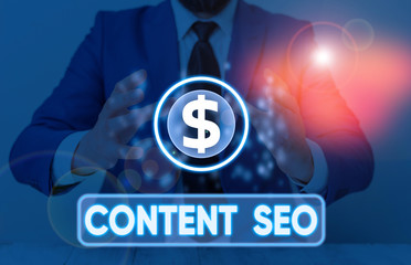 Poster - Word writing text Content Seo. Business photo showcasing creating webpage content to rank high in the search engines