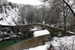 View of the traditional stone Bridge of Kamber Agas in Epirus, Greece in winter