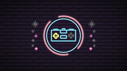 Sticker - wall with neon light video game control