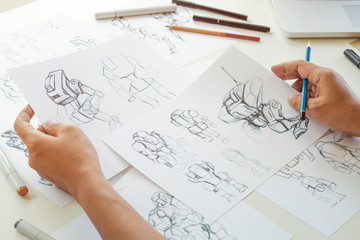 Wall Mural - animator designer development designing drawing sketching development creating graphic pose characte